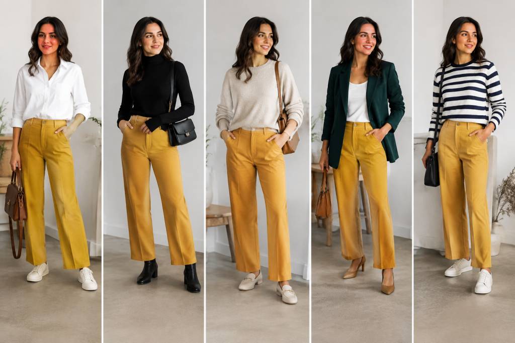 Que mettre avec un pantalon moutarde femme ?